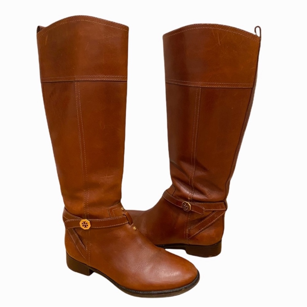 Tory Burch 30mm Bristol Riding Boots, Color Chestnut, Size 9.5